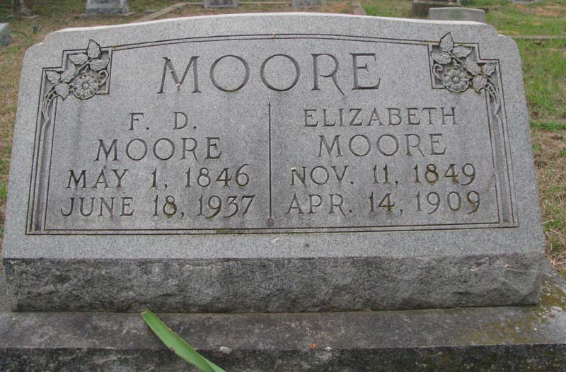 F.D. and Elizabeth Moore tombstone