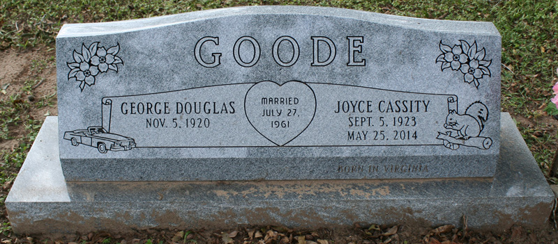 George and Joyce Goode tombstone