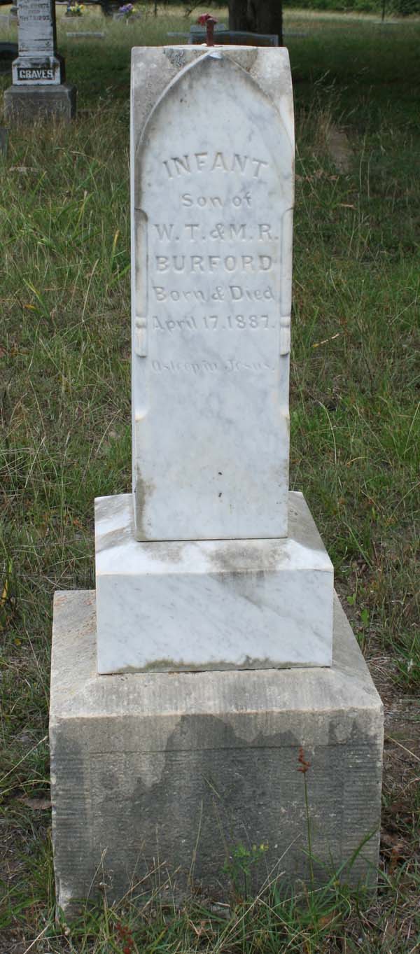 Infant sone of W.T. and M.R. Burford tombstone