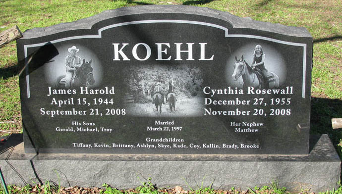 James and Cynthia Koehl tombstone