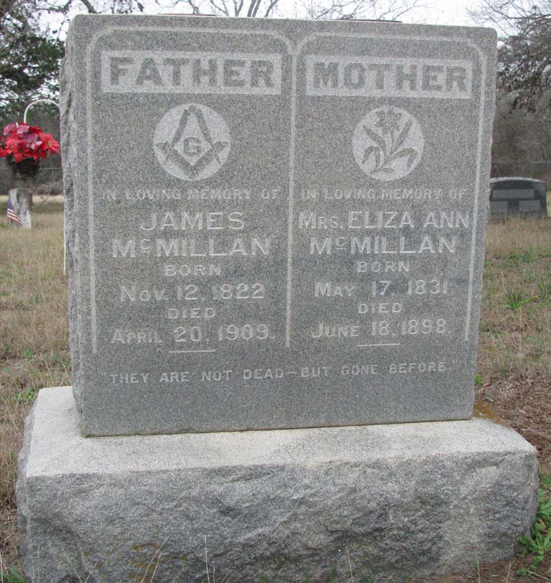 James and Eliza McMillan tombstone
