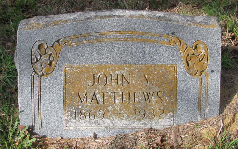 John Y. Matthews tombstone