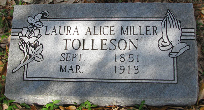 Laura Alice Miller Tolleson tombstone