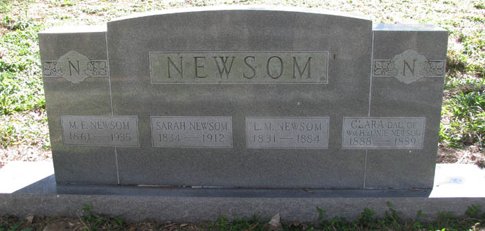 M.E., Sarah, L.M., and Clara tombstone