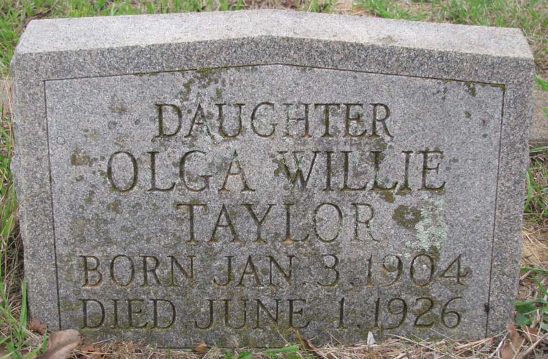 Olga Willie Taylor tombstone