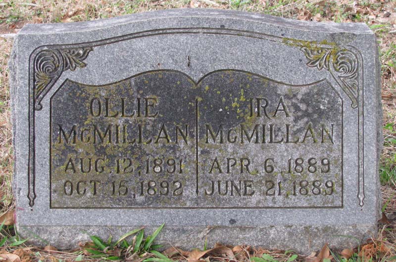 Ollie and Ira McMillan tombstone