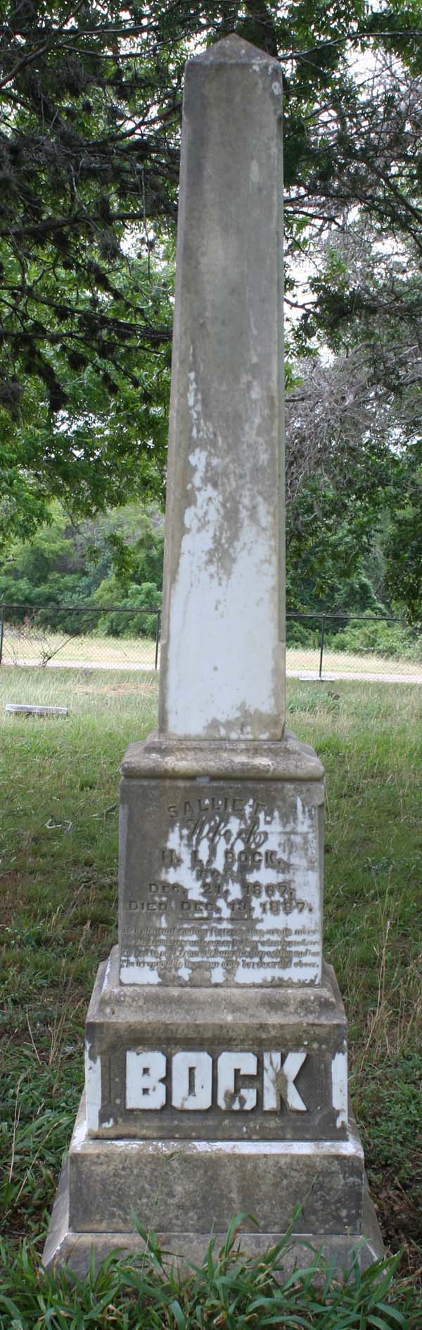Sallie F. Bock tombstone