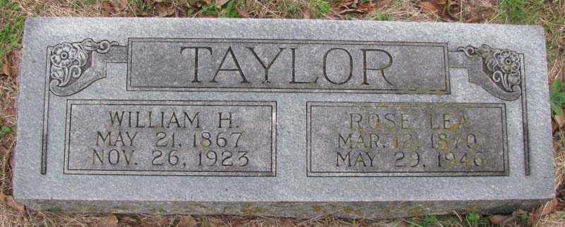 William H. and Rose Lea Taylor tombstone